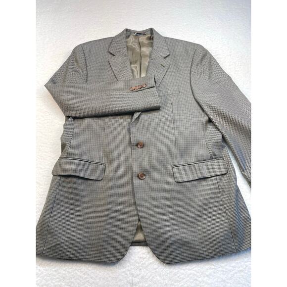 Ralph Lauren 42R Silk Wool Houndstooth Sport Coat Blazer Jacket Dillard’s Tan - Picture 2 of 8